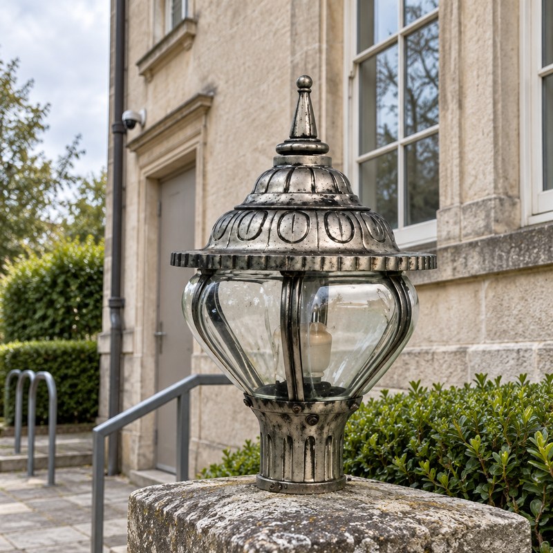 Padma Gate Light 1017 (PGL 1017): cast-aluminium post top lanterns in Raw Grey